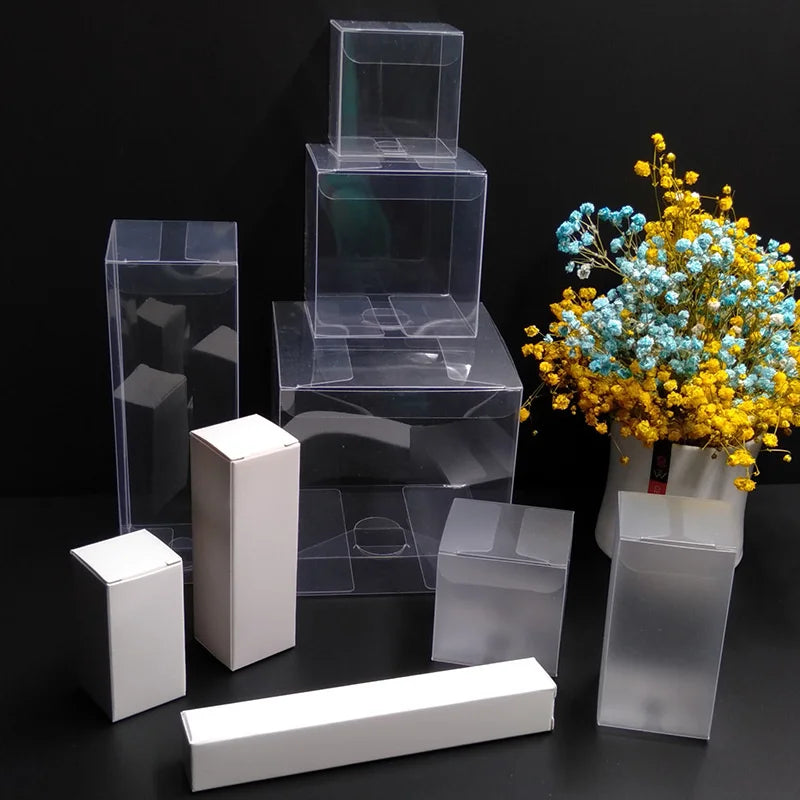 10pcs Multiple Sizes 5/6/7cm Transparent PVC Box Universal Transparent Plastic Packaging Box