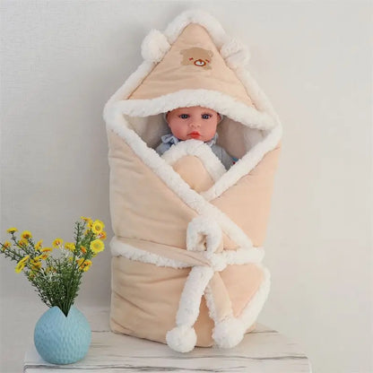 Baby baby's blanket winter thickened newborn baby  supplies autumn and winter outing cloak anti-startle quilt