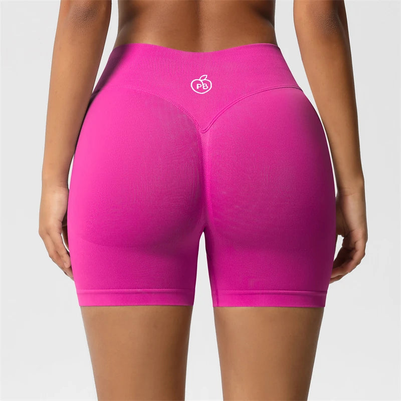 Women Bum Three Waist Sections Sports Shaping Shorts Seamless Sports Shorts For Women Cycling Jogging Fitness High Waist Push Up