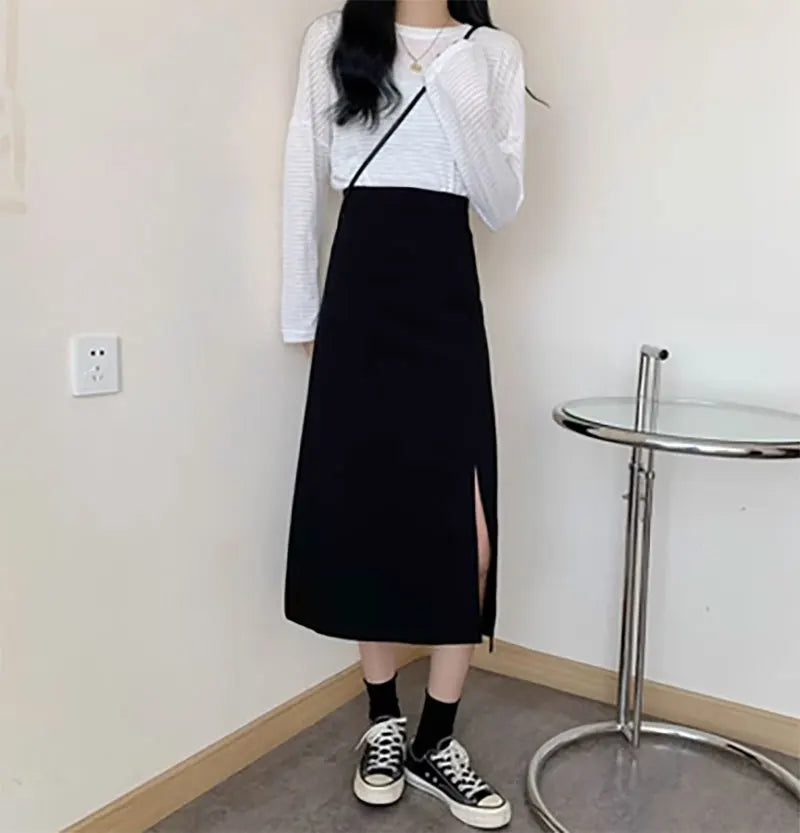 Retro Woolen  Skirt High Waist Wide Hem for Women Autumn Winter Plaid A-Line Midi Skirt Commute Style Casual Fit