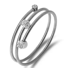Stainless Steel With Zirconia Bracelet Bangle Simple Jewelry