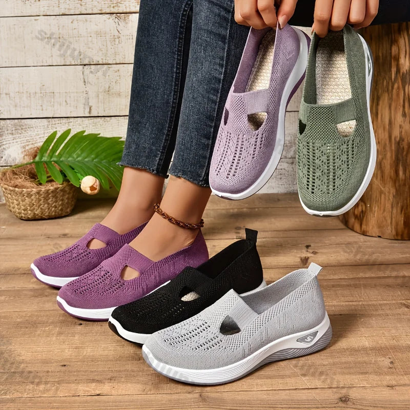 Spring Breathable Mesh Flats Shoes for Women Comfortable Slip on Casual Shoes Woman Lightweight Soft Bottom Loafers Plus Size 43