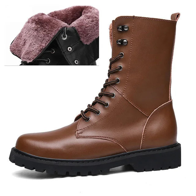 Large Size Motorcycle Boots Men Winter Shoes Warm Waterproof Men Leather Boots Footwear Cowboy Tactical Boots Men Casual Shoes