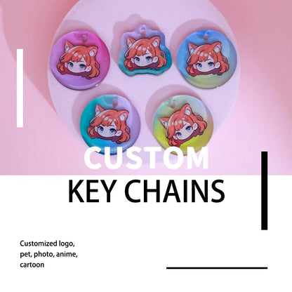 Custom Keychains Cartoon Epoxy Translucent Key Chain Customized Anime Charms Hologram Acrylic Personalized Designer Keychains