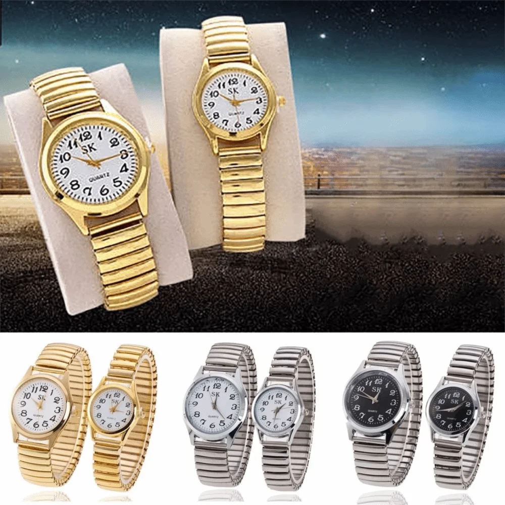 Fashion Small Round Watches Simple Luxury Quartz Watch Elastic Band Steel Belt Couple Watches Gifts