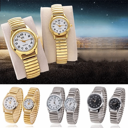 Fashion Small Round Watches Simple Luxury Quartz Watch Elastic Band Steel Belt Couple Watches Gifts