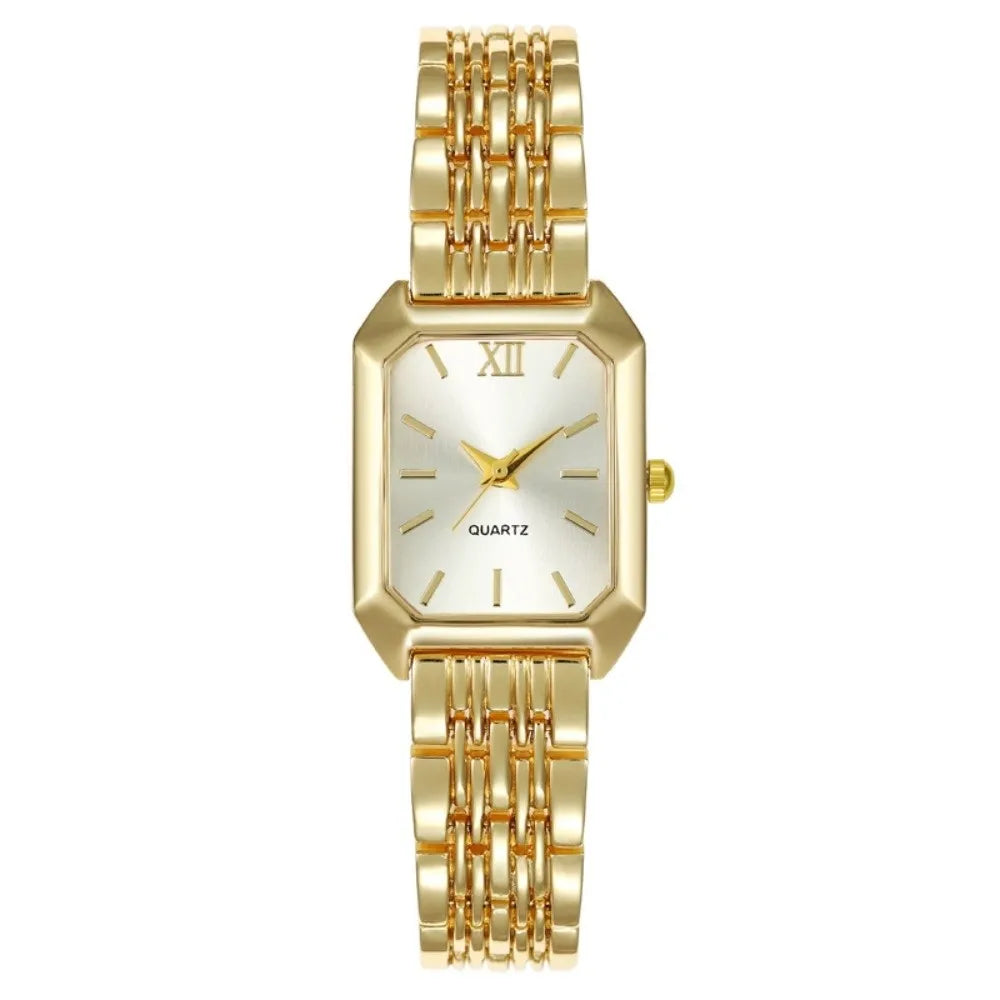 Fashion Stainless Steel Quartz Watches Folding buckle Square Women Wristwatch Business Luxury Gift Strap Watch Student