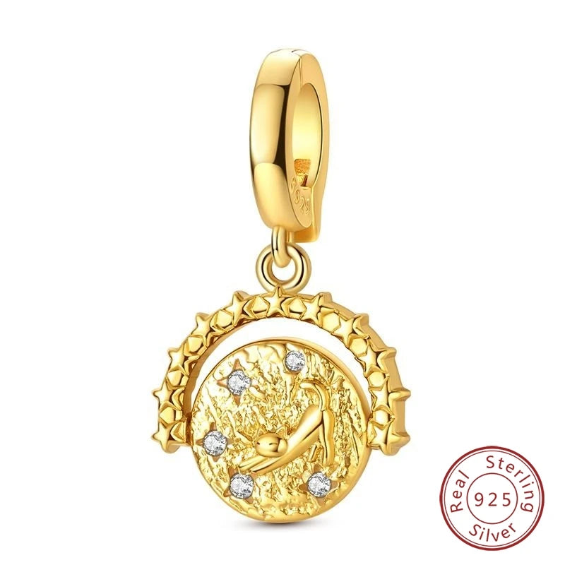 Hot Sales 925 Sterling Silver Golden Series Charms Leopard Little Bear Starfish Bow Bead Fit Original Bracelet DIY Women Jewelry