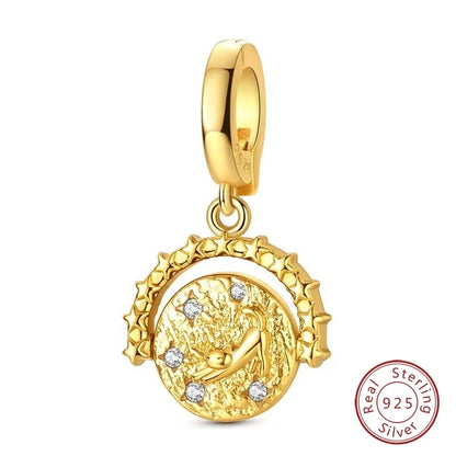 Hot Sales 925 Sterling Silver Golden Series Charms Leopard Little Bear Starfish Bow Bead Fit Original Bracelet DIY Women Jewelry