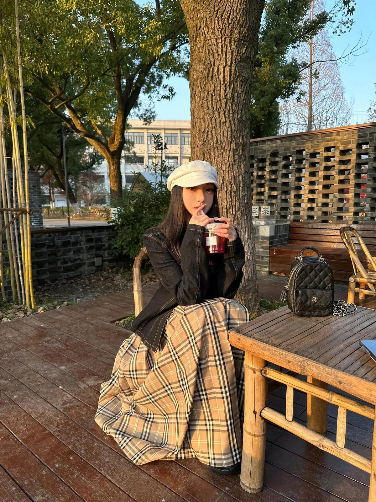 Low Waist Plaid Gingham Pleated  Skirt Korean Style Commute A-Line Long Skirts for Women Spring 2025 Casual Loose Fit