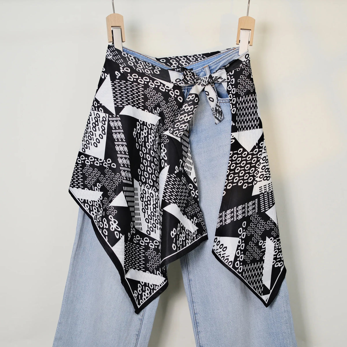 Streetwear Layering Pannier Skirt with Side Tie, Paisley Polka Dot Leopard Print Hem, Multifunctional Apron Skirt for Dresses