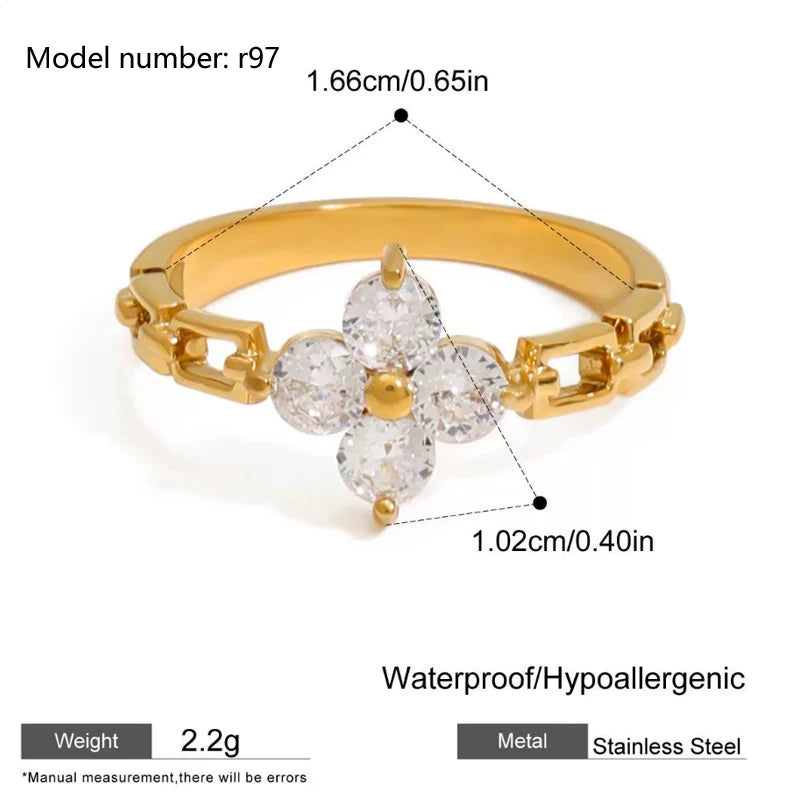 2026 Simple Stainless Steel Rings For Women Gold Color Smooth Geometric Open Rings Arc Rings Diamonds Jewellery Ring Gift