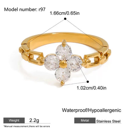 2026 Simple Stainless Steel Rings For Women Gold Color Smooth Geometric Open Rings Arc Rings Diamonds Jewellery Ring Gift