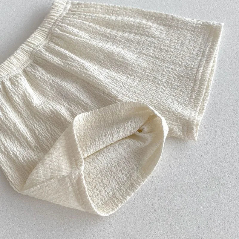 New Arrival Korean Style Solid Baby Gauze Homewear Children Breathable Loose Sleeveless Tank Tops + Shorts 2Pcs Thin Pajamas Set