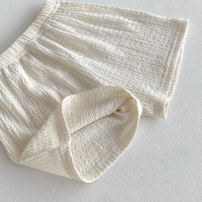 New Arrival Korean Style Solid Baby Gauze Homewear Children Breathable Loose Sleeveless Tank Tops + Shorts 2Pcs Thin Pajamas Set