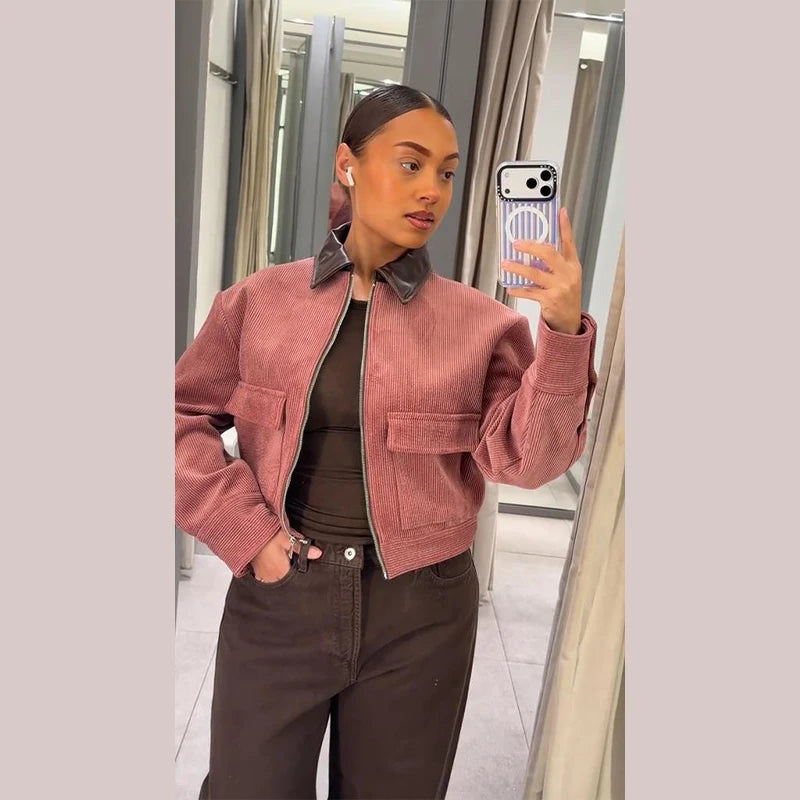 Women Dusty Faux Suede Bomber Jacket Stand Collar Zip Up Loose Drop Shoulder Elastic Hem Casual Fall Outerwear 2026 Fashion Coat
