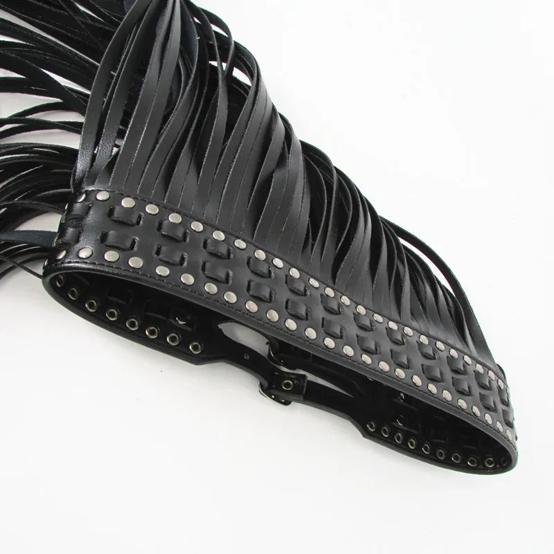 Fantastic Long Fringe Belt Black Leather Designer Belts for Women Long Tassels Pin Buckle Corset belt Spot on trendy! BG-006