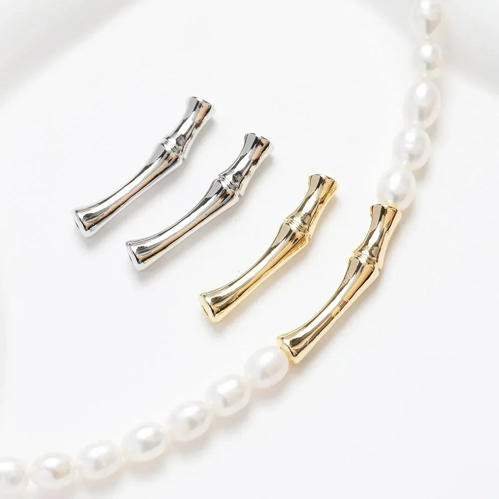 4PCS Dainty Slub Shape Necklace Connectors Jewelry Making Bracelet Supplies 14k Gold Plated  DIY Brass Accessories 5*30mm