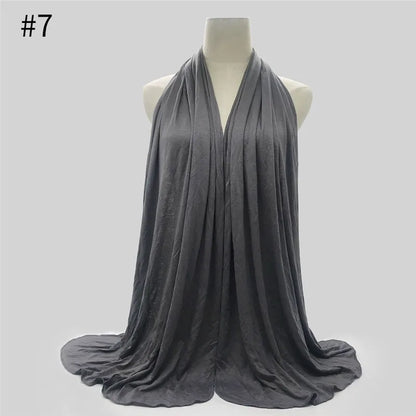 28Color Modal Cotton Jersey Hijab Scarf Ramadan Long Muslim Shawl Plain Solid Soft Turban Wraps For Women Headband
