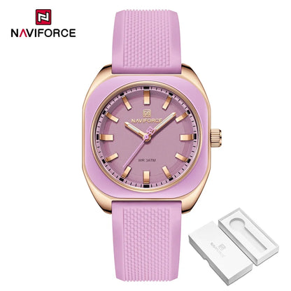 NAVIFORCE Simple Women Watches Luxury Design Silicone Watch Ladies Quartz Wristwatch Womens Polygon Dial Luminous Reloj Mujer