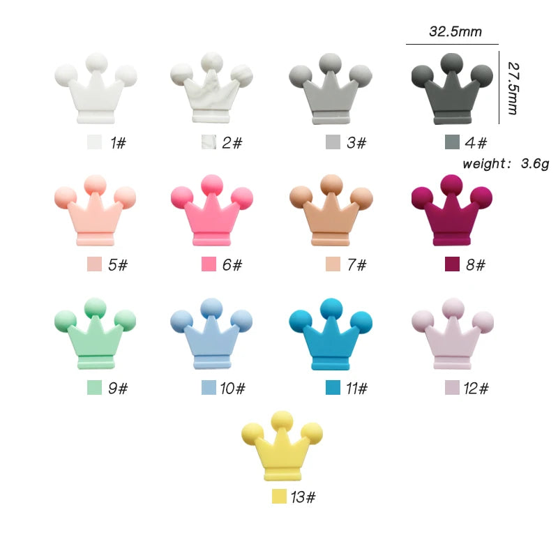 10pcs Food Grade Crown Silicone Beads Baby Teething Toys  Silicone DIY Pacifier Chain Pendant Accessories Baby Teethers
