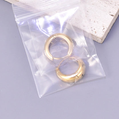 E137 European and American minimalist smooth geometric oval retro cool style earrings plated with 18K gold