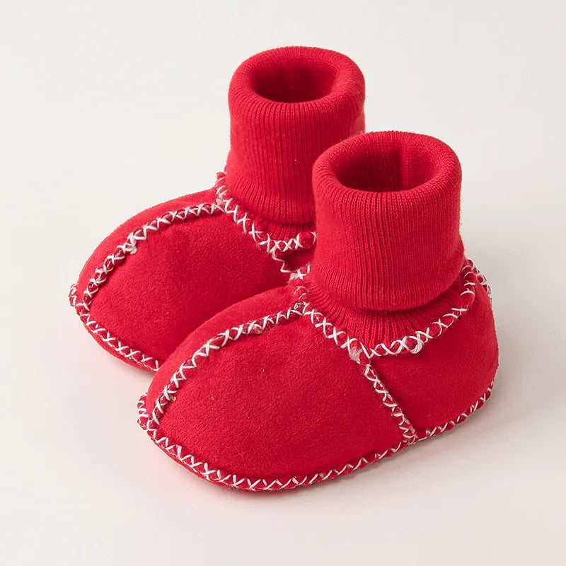 Baby Suede Leather Thick Shoes Infants Winter Plush Warm Booties Fur Girls Booties Unisex Sheepskin Kids Boy Floor First Walkers