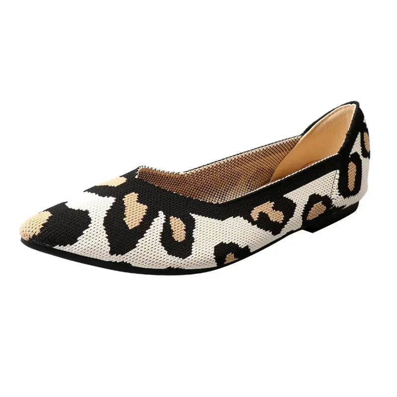 Women's Shoes Mesh Breathable Pointed Toe Flat Shoes Fashion Soft Bottom Knitted Shoes Female Casual Slip on Footwear Loafers85