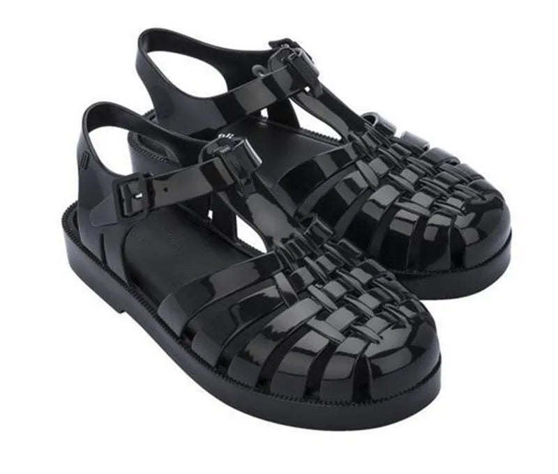 Hot Sale New Ladies Jelly Shoes Girl Hollowed Out Flat Roman Beach Shoes Classical Women Summer Mini Melis Sandals Retro SM128