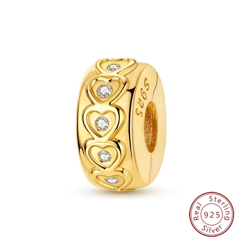 Hot Sales 925 Sterling Silver Golden Series Charms Leopard Little Bear Starfish Bow Bead Fit Original Bracelet DIY Women Jewelry