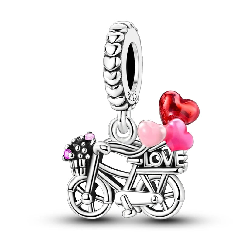Charms Beads 925 Sterling Silver Tree of Life Peach Heart Sweet Love Charms Fit Pendants Bracelets Necklaces Women Jewelry Gift
