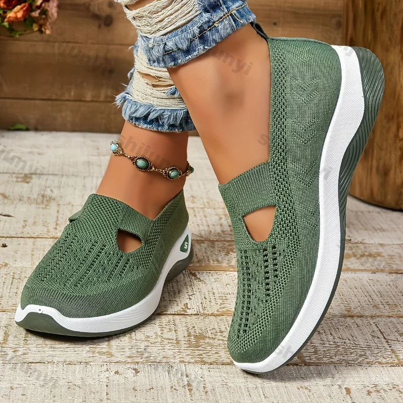 Spring Breathable Mesh Flats Shoes for Women Comfortable Slip on Casual Shoes Woman Lightweight Soft Bottom Loafers Plus Size 43