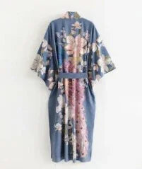 AYUALIN Kimono Sleeve Robe Kaftan Khaki Floral Print Boho Cardigan Sexy Side Slits Gypsy Beach Summer Long Women Blouses Blusas