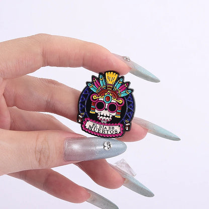 La Calavera Catrina Mexico Day Of The Dead Enamel Pins Custom EL DIA DE MUERTOS Festival Skull Brooches Lapel Badge Jewelry Gift