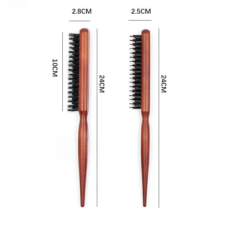 Professional Boar Bristle Wood Slim Line Comb Salon Teasing Back Hair Brushes Hairbrush Extension Hairdressing Styling Tools DIY