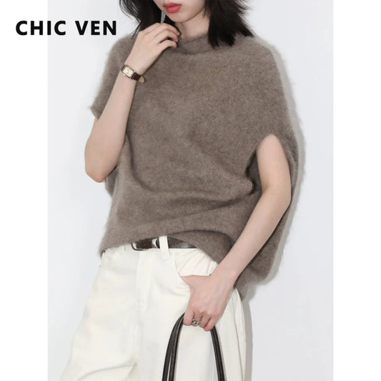 Women's Sleeveless Turtleneck Knit Top