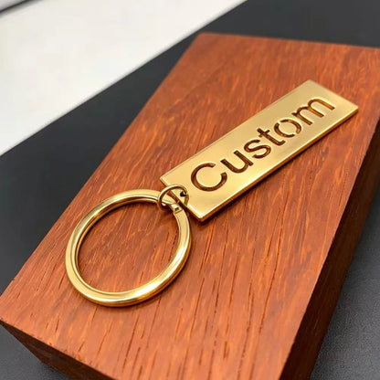 Minimalist style personalized customized name keychain, stainless steel hollow letter keychain, men's and women's gifts