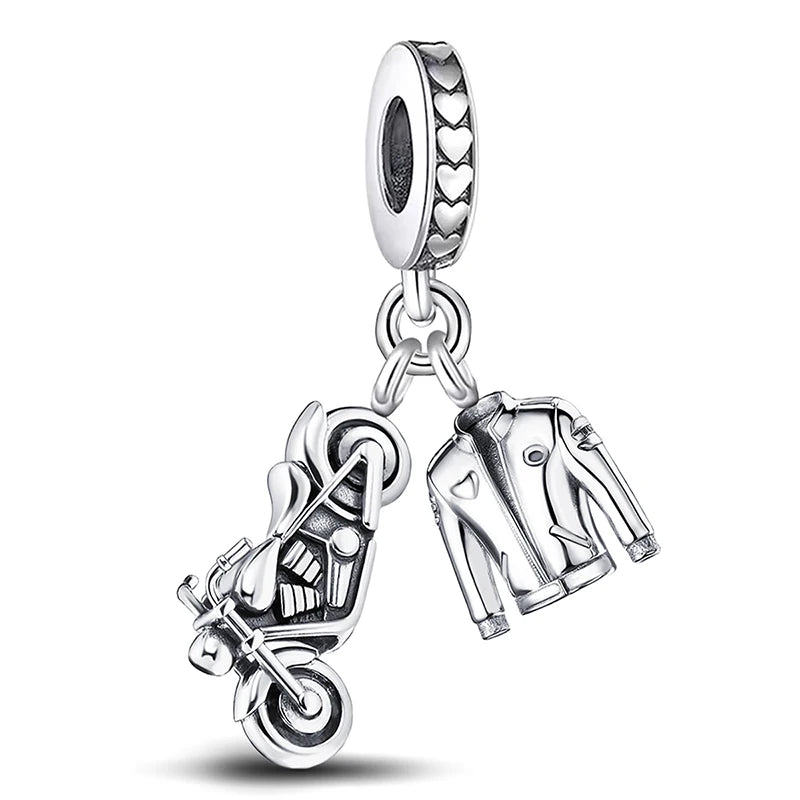925 Sterling Silver Cute Crown Ship Bus Motorcycle Jeep Charms Bead Fit Diy Bracelet Bangle Making Gift Of High Quality Jewelry