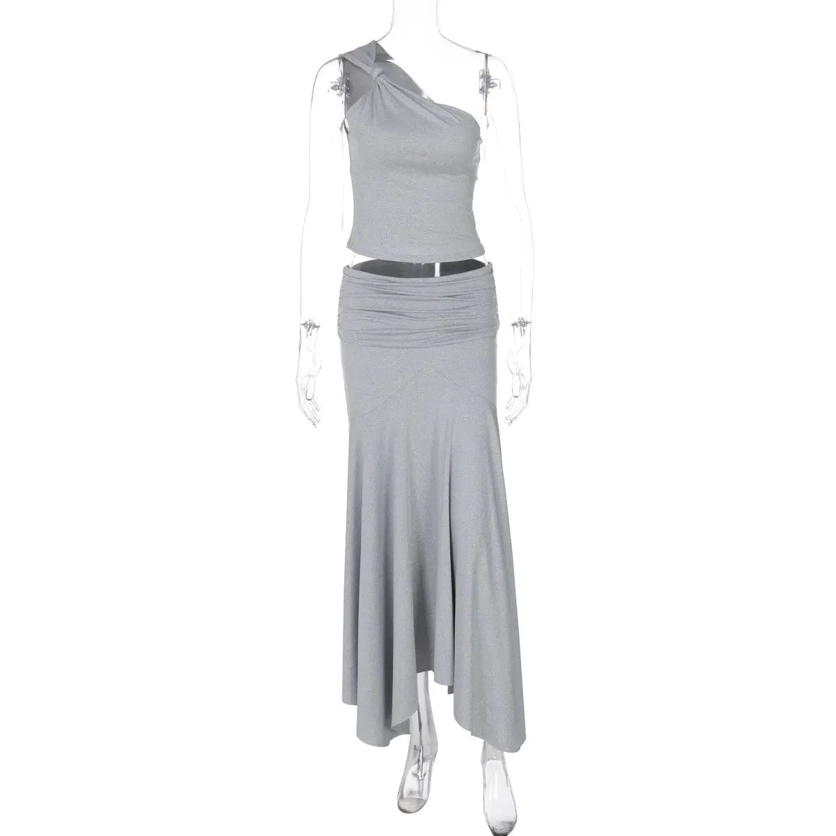 Fashion Pleated 2 Piece-Set Long Skirt For Women Off-Shoulder Cropped Pullover Top And Slim Long Skirt Sets Female Outfits 2026