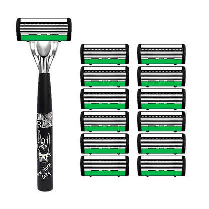 6-Layer Safety Razor Stainless Steel Progressive Blade Easy to Shave Men's Shaving and Women's Hair Removal Shaving Tools