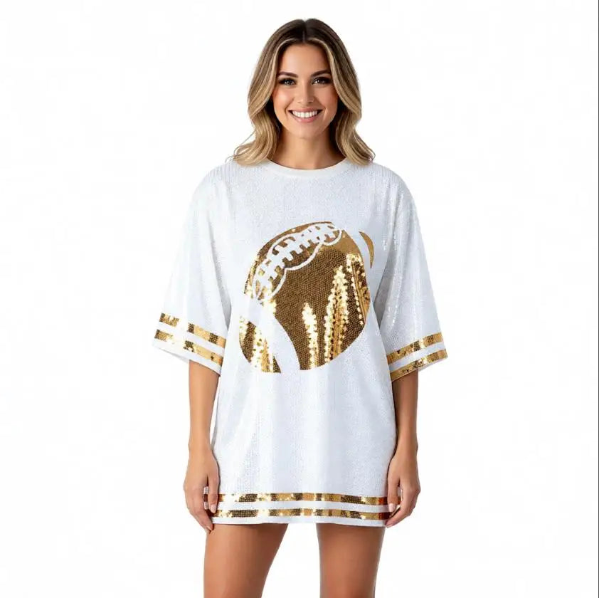 Summer Contrast Color Patchwork Geometry Letter Streetwear Short T-Shirt Sequins Hip Hop Night Club Women's Tops