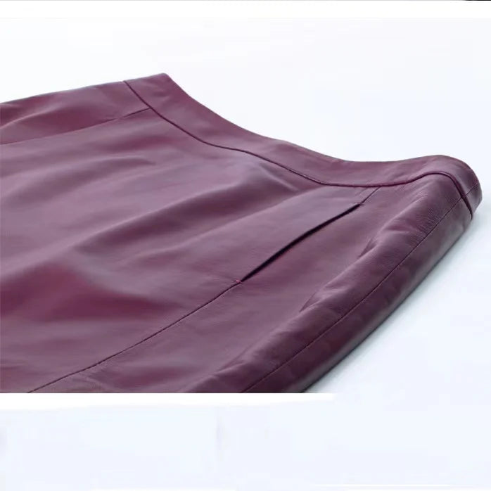 Sheepskin Leather Skirt Women 2026 Fashion New High Waist Skirt Spring Autumn Slim Mini Skirt Genuine Leather Shorts Boots Y2k