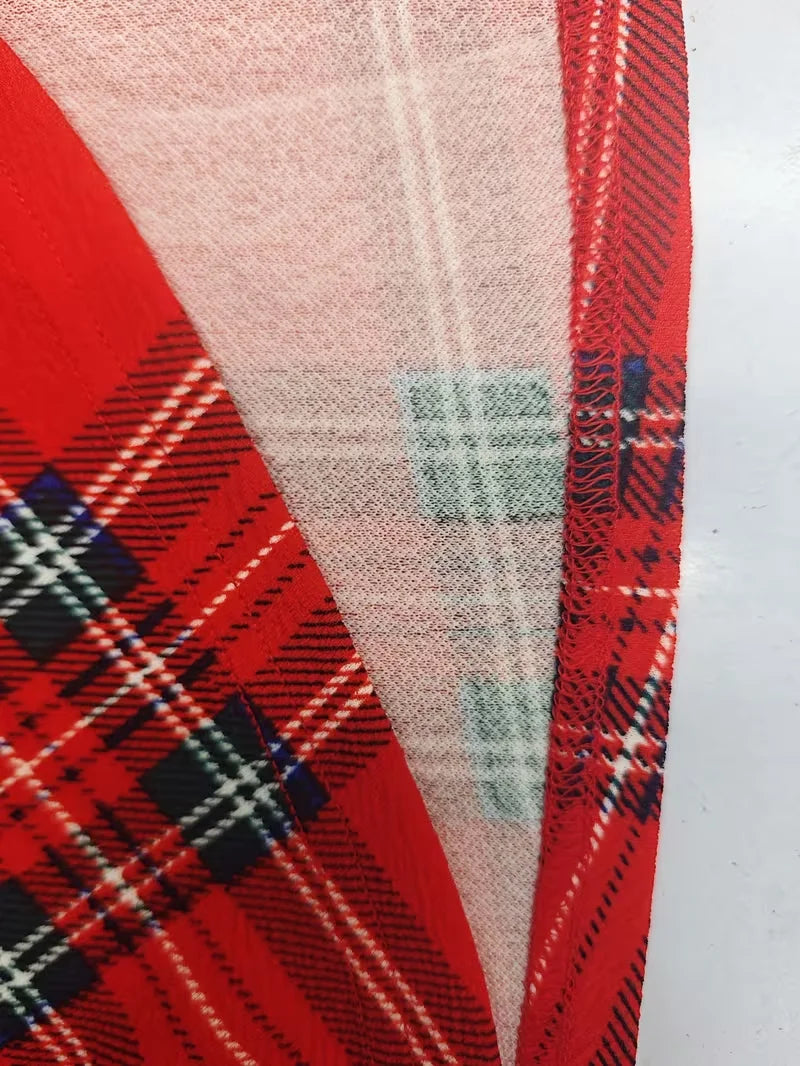 Women Vintage Plaid Skirts for Women Elastic High Waist  A Line Fall Winter Midi Knee Length Work Swing Casual Skirt
