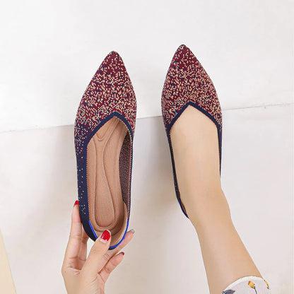 Women's flat shoes 2025 new fashionable patterns with various beautiful colors knitted breathable shoes