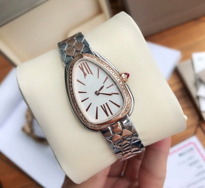 New Customized Women's Snake Shaped Stainless Steel Quartz Watch with Diamonds Luxury Design Female Waterproof Clock with Box