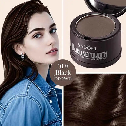 SADOER Hairline Shadow Powder with Brush Water Sweat Resistant Hair Loss Concealer Bald Spot Concealing Hair Powder Women Men