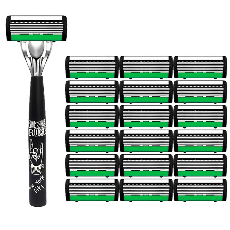 6-Layer Safety Razor Stainless Steel Progressive Blade Easy to Shave Men's Shaving and Women's Hair Removal Shaving Tools