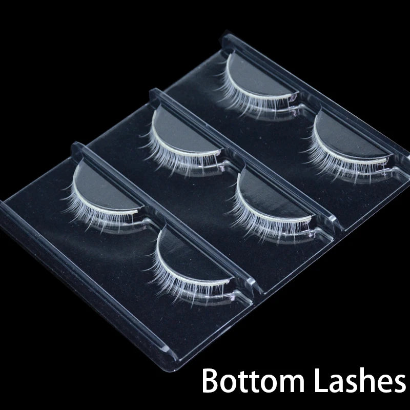 3 Pairs Fluffy Lace White Eyelashes 3D Natural Colored Artificial Vegan Silk Eye Lashes For Cosplay Halloween Makeup Party