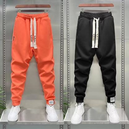Men's Sweatpants Solid Loose Fit Mens Sweatpant Spring Fashion Orange Joggers Pants Unisex Elastic Waist Track Male Trouser 2025
