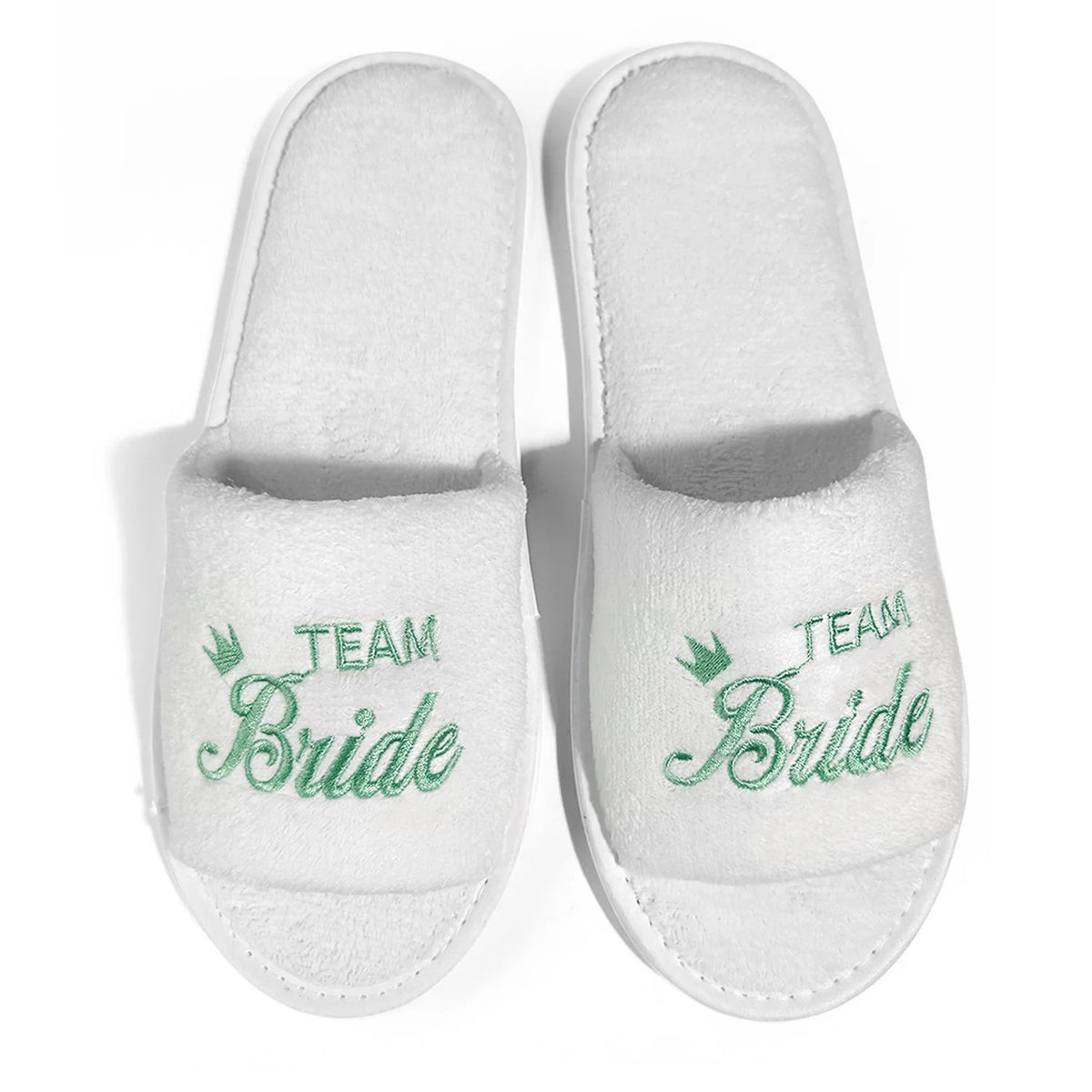 Bride & Bridesmaid, Wedding Party Guests Home Slip On Shoes Bridal Party Slippers Open-toe With Golden, Mint Green and Pink